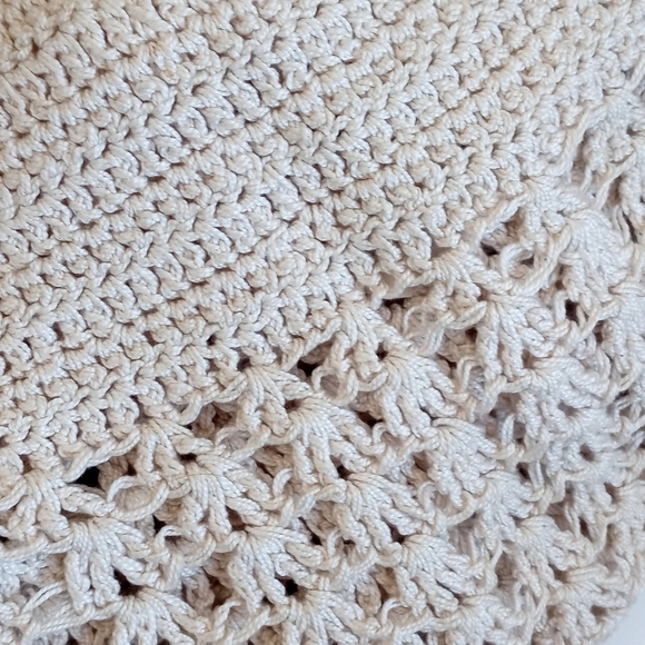 Vintage Elegant Cream/ Nude Rope Crochet Hand Knit Skirt M - Picture 2 of 10